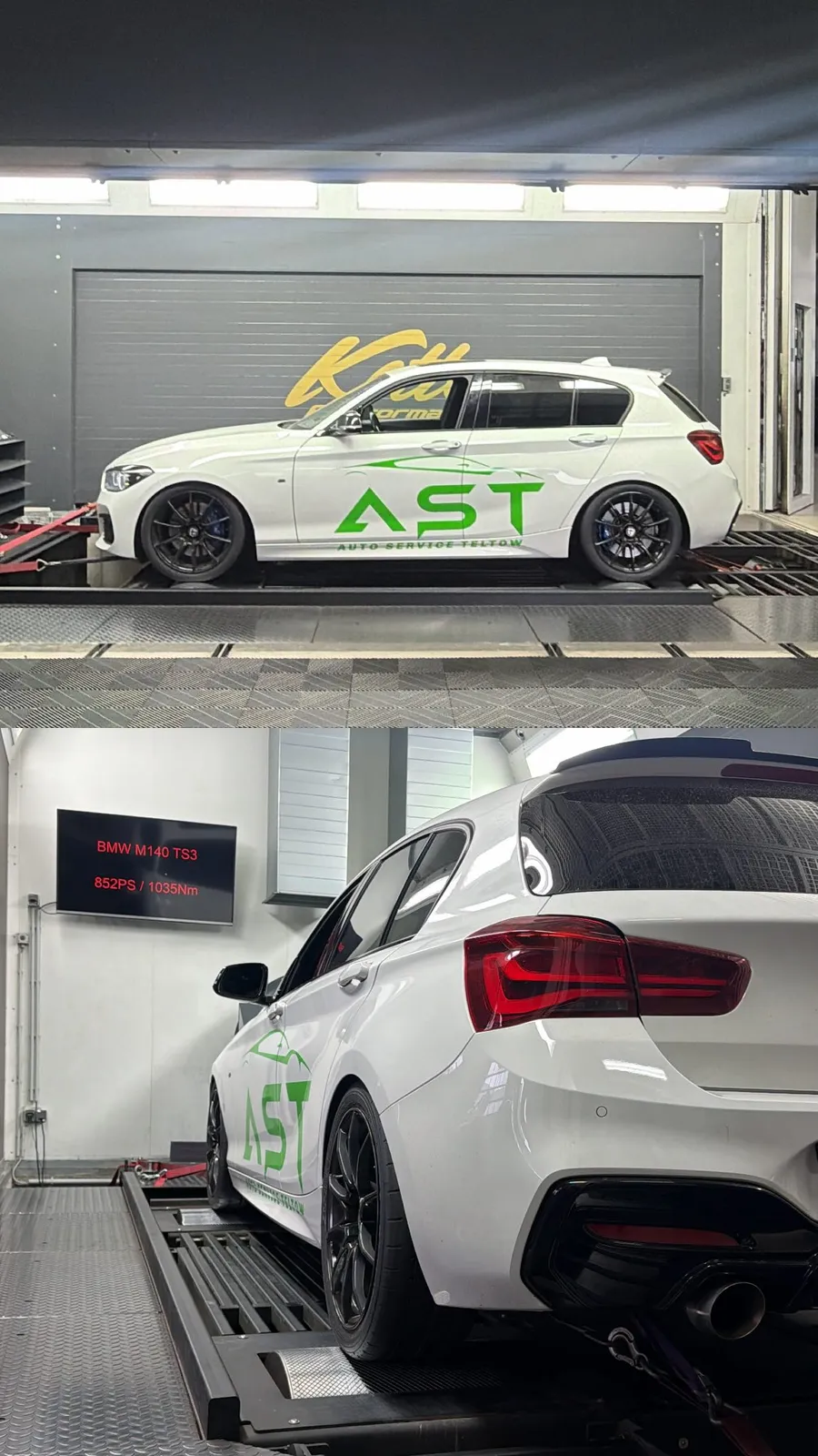 BMW on the lift in the workshop